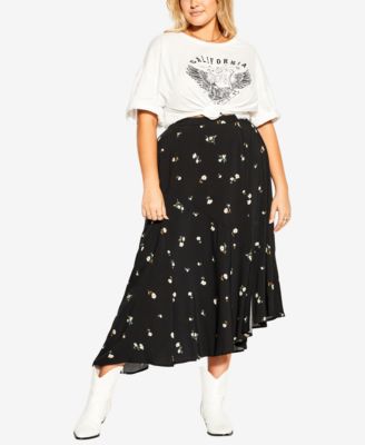 City Chic - Plus Size Asymmetrical Darling Ditsy Skirt