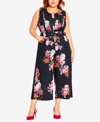 City Chic - Trendy Plus Size Floral Crush Jumpsuit