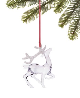 Holiday Lane - Snowdaze Clear and White Glitter Reindeer Ornament