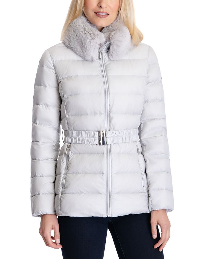 Michael Kors Women's Faux-Fur-Collar Belted Down Packable Puffer Coat &  Reviews - Coats & Jackets - Women - Macy's
