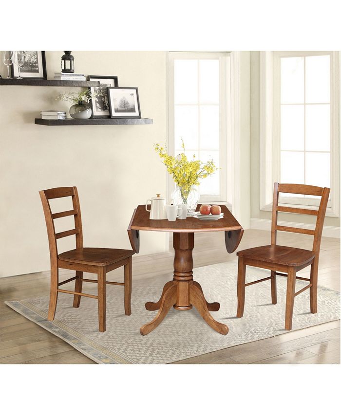 International Concepts 42" Dual Drop Leaf Pedestal Dining Table with 2