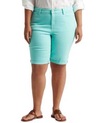 Lauren Ralph Lauren - Plus-Size Mid-Rise Denim Bermuda Shorts