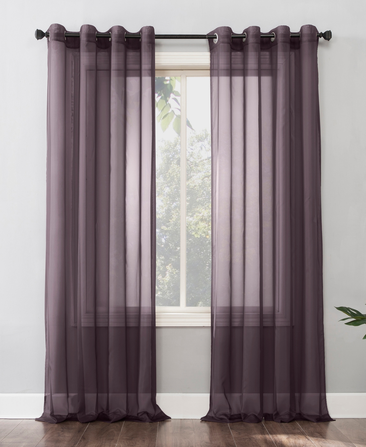 No. 918 Sheer Voile Rod Pocket Top Curtain Panel, 59" X 95" In Fig Purple
