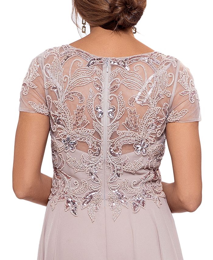 XSCAPE Women's Embellished Short Sleeve Chiffon Gown & Reviews