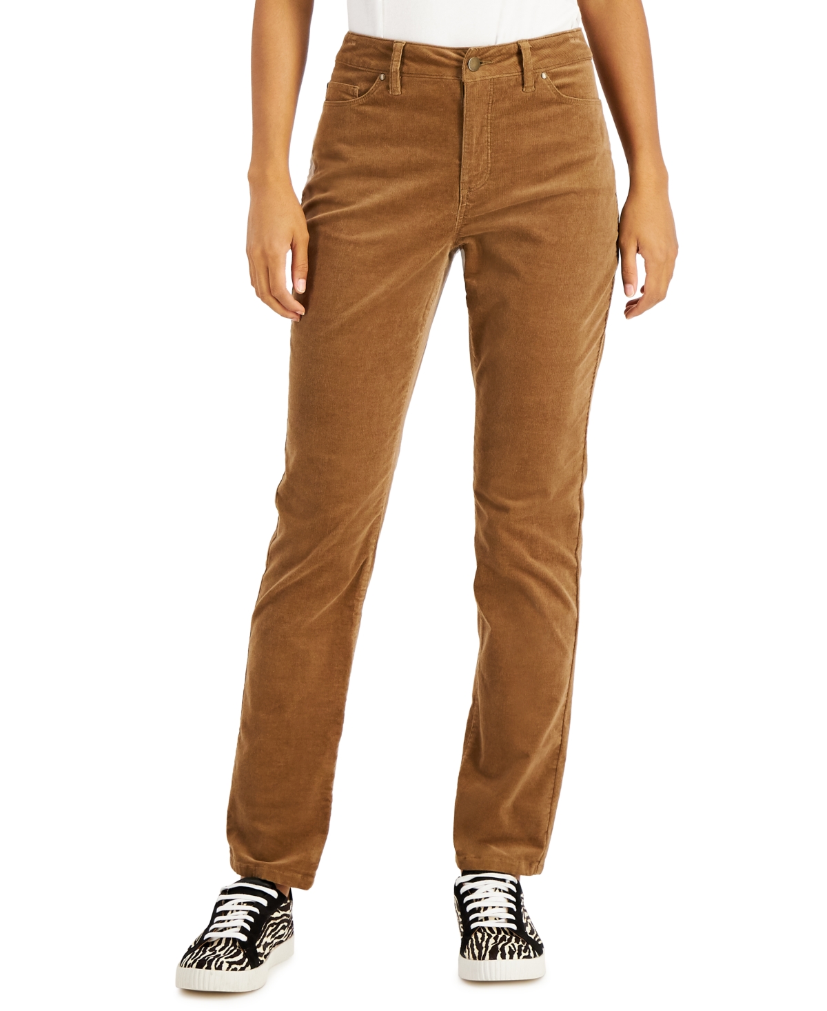 Charter Club Petite Lexington Tummy Control Corduroy Straight-Leg Pants, Created for Macy's