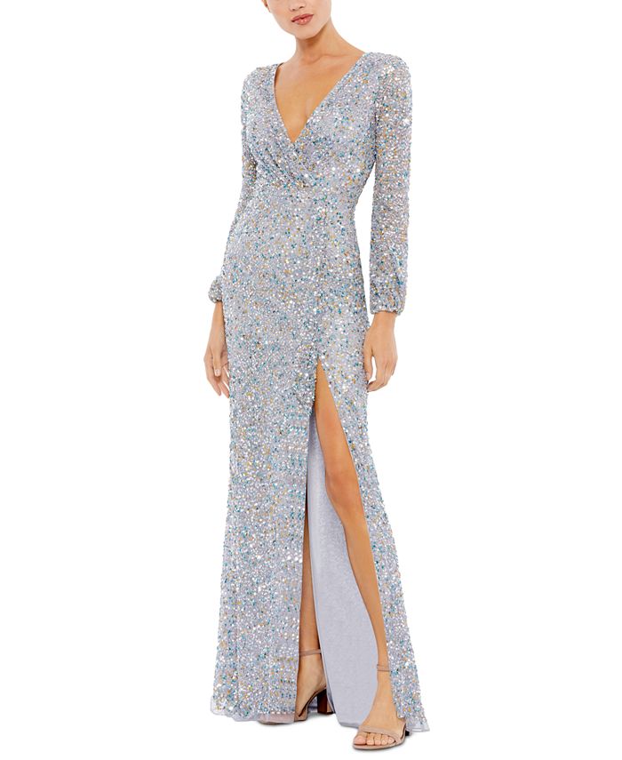 MAC DUGGAL V-Neck Sequined Gown - Macy's