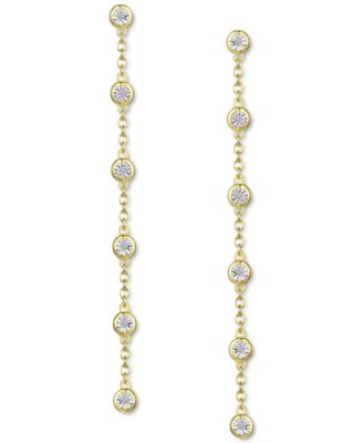 Diamond Bezel Linear Drop Earrings (1/10 ct. t.w.) in Sterling Silver, 14k Gold-Plated Sterling Silver or 14k Rose Gold-Plated Sterling Silver 