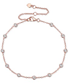 Diamond Bezel Chain Bracelet (1/10 ct. t.w.) in Sterling Silver, 14k Gold-Plated Sterling Silver or 14k Rose Gold-Plated Sterling Silver