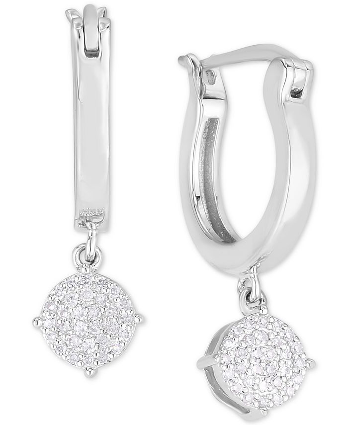 Diamond Circle Leverback Drop Earrings (1/4 Ct. tw) in Sterling Silver, Created for Macy's - Sterling Silver