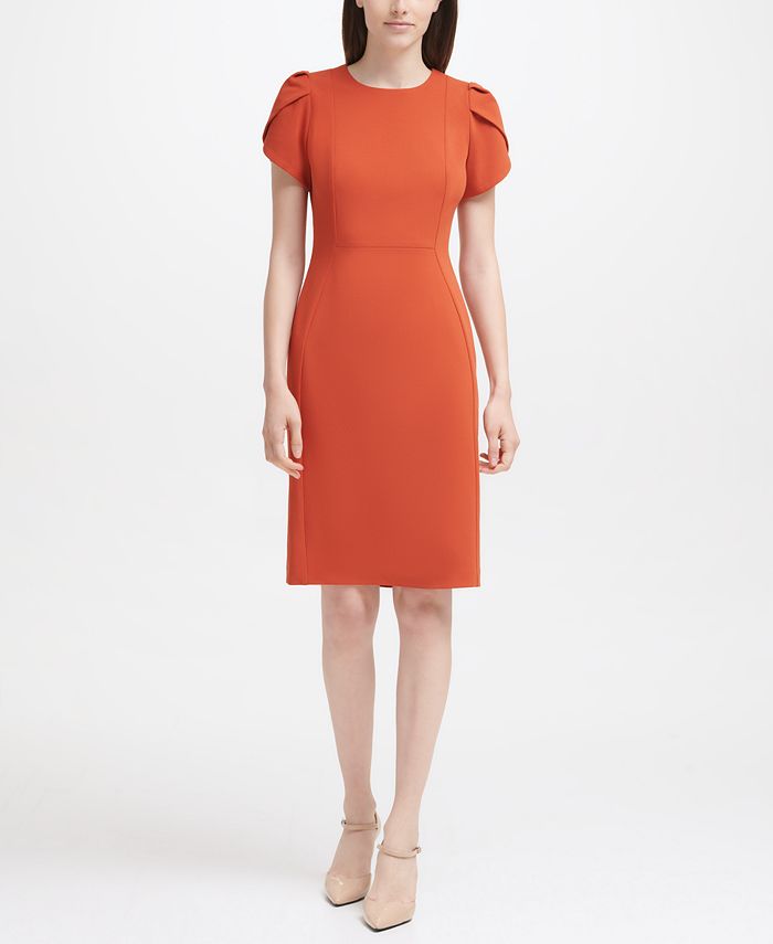 Calvin Klein Textured Sheath Dress in Orange