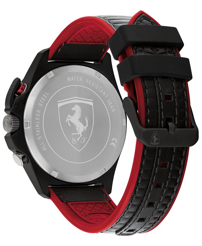 Ferrari Men's Chronograph Pilota Evo Black Leather Strap Watch 44mm