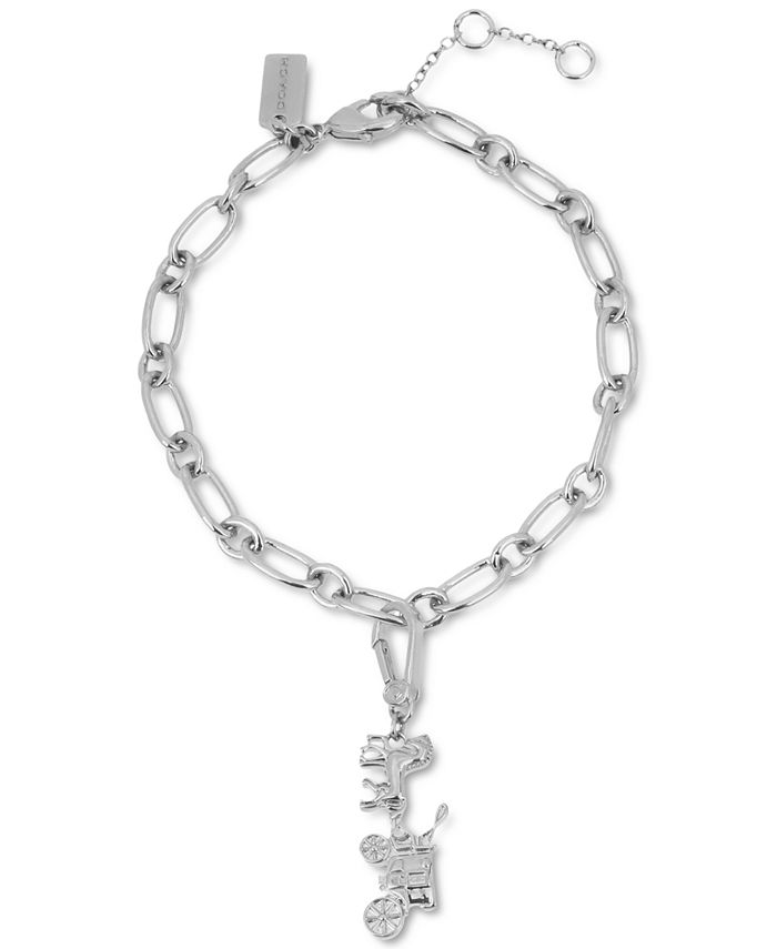 COACH Silver-Tone Signature C Starter Chain Link Bracelet - Macy's