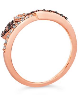 Chocolate Diamond (1/4 ct. t.w.) & Nude Diamond (1/4 ct. t.w.) Interlocking Heart Ring in 14k Rose, Yellow or White Gold 