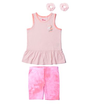 Toddler Girls T-shirt, Bike Short and Scrunchie Set