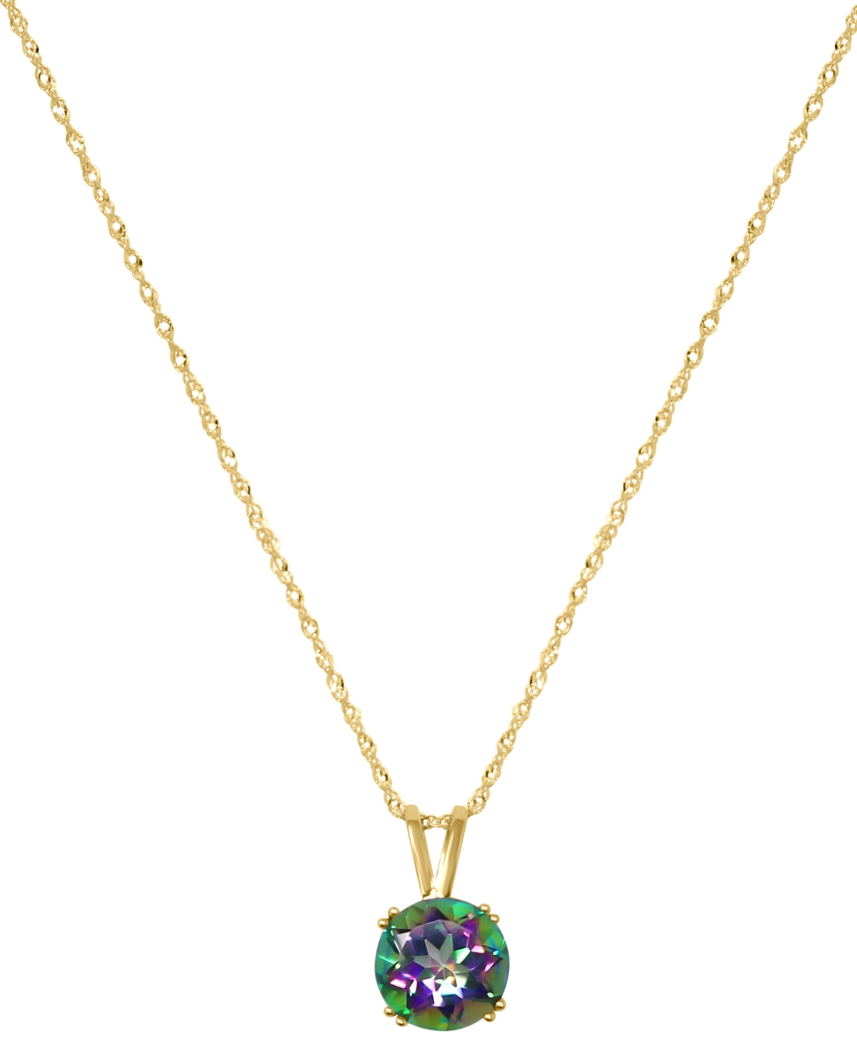Gemstone Solitaire Pendant Necklace in 14k Gold, + extender