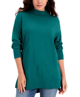 Cotton High-Low Mock-Neck Sweater, Created for Macy's