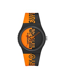 Unisex 3 Hands Orange And Black Silicon Strap Watch 38mm