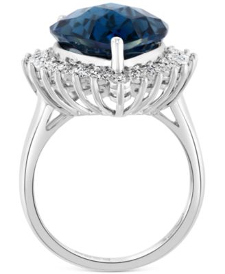 EFFY&reg; London Blue Topaz (12-3/4 ct. t.w.) & Diamond (1/5 ct. t.w.) Ring in 14k White Gold