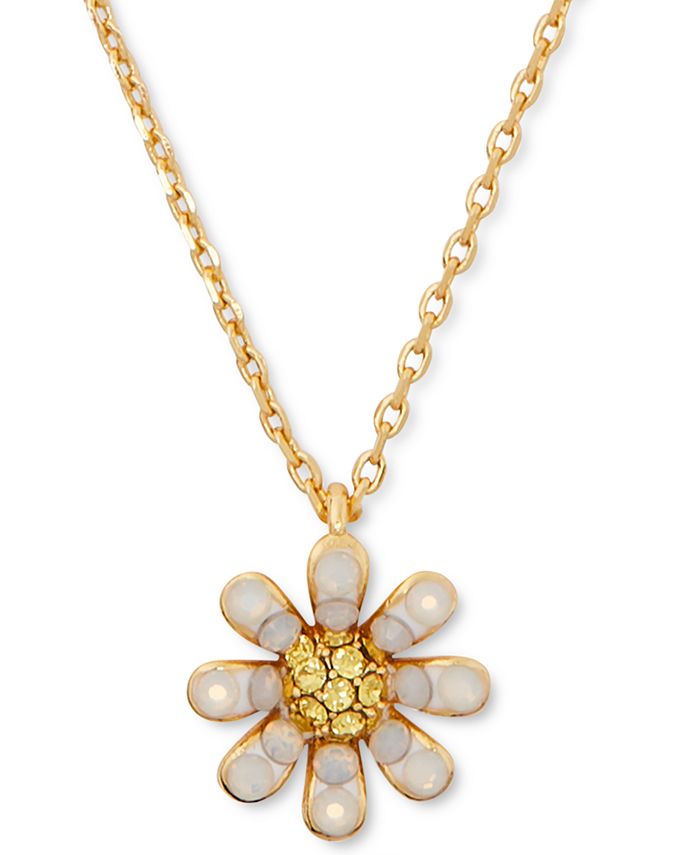 kate spade new york Gold-Tone Crystal & Stone Flower Pendant Necklace ...