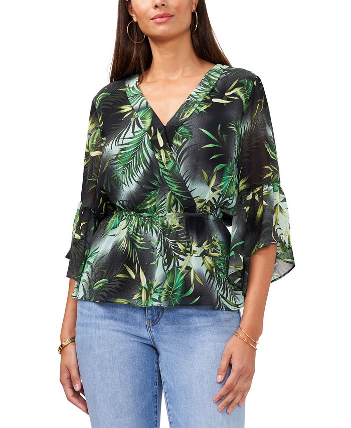 Vince Camuto Tropical Print Peplum Top Macy s