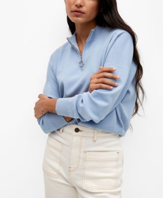 MANGO Zip Knit Sweater - Macy's