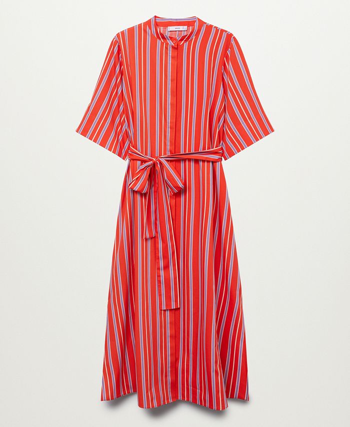 MANGO Striped Cotton Dress - Macy's