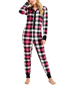 Hooded Velour One Piece Unionsuit Pajamas, Created for Macy's