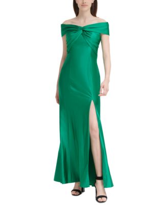 Calvin Klein Twisted Off-The-Shoulder Gown - Macy's