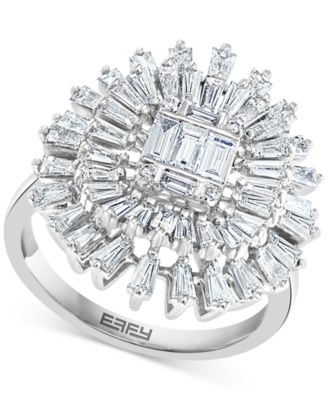EFFY Collection - Diamond Baguette Cluster Statement Ring (1-1/3 ct. t.w.) in 14k White Gold