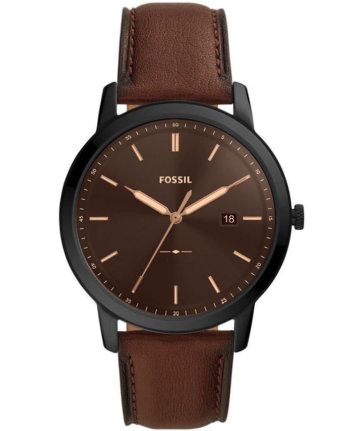 Fossil The Minimalist Solar-Powered Brown Leather Watch, 44mm & Reviews ...