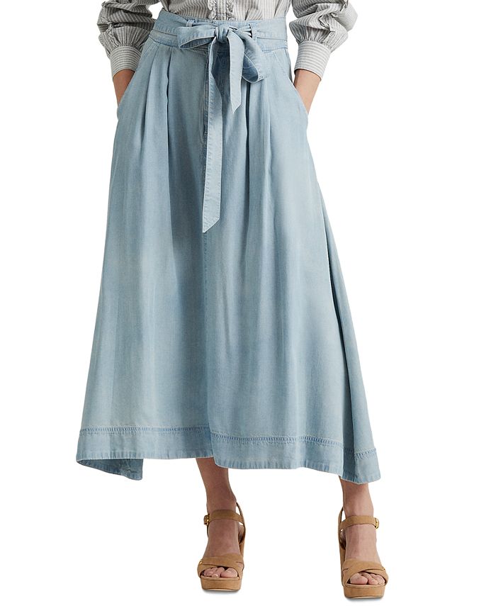 Lauren Ralph Lauren Petite Belted A-Line Midi Skirt & Reviews 