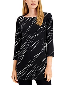 Petite Printed Boat-Neck Tunic Top, Created for Macy's