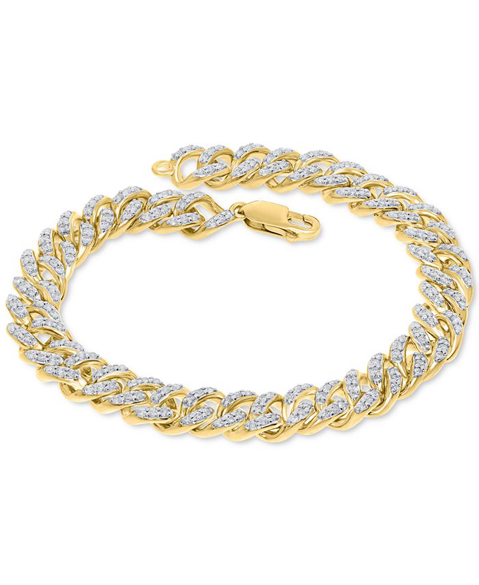 Macy's Men's Diamond Link Bracelet (2 ct. t.w.) in 10k Gold & Reviews