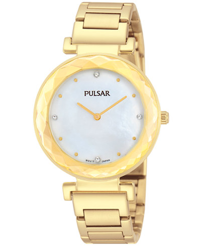 Pulsar Women's Gold-Tone Stainless Steel Bracelet Watch 32mm PM2080