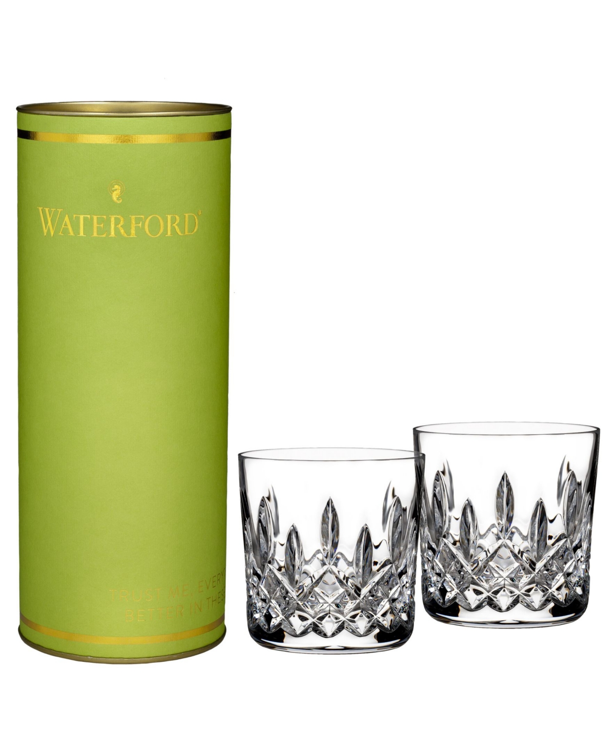 Waterford Giftology Lismore Tumbler 7.5 Oz, Set Of 2, Green Box In Clear