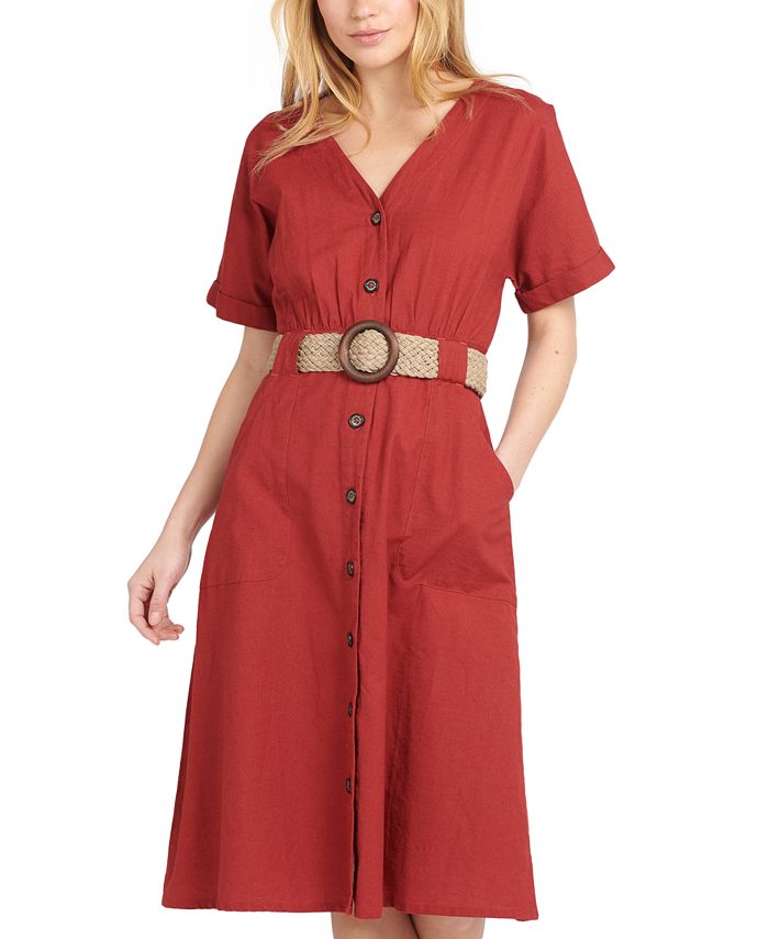 Barbour Saltwater Button-Front Belted Midi Dress - Macy's