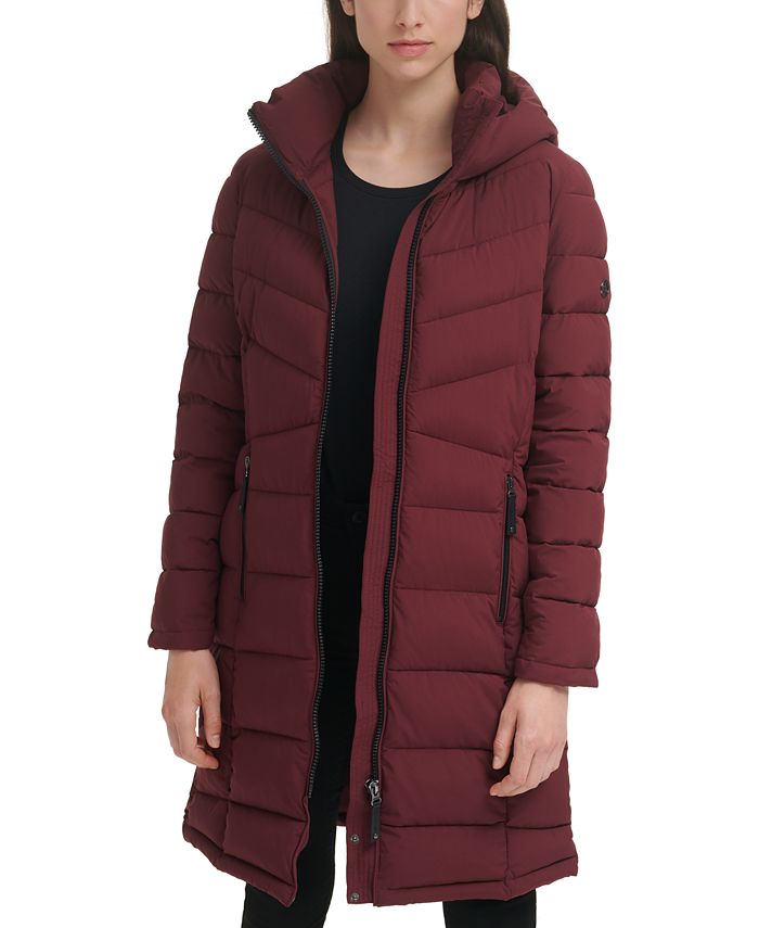 Calvin Klein Women's Hooded Stretch Puffer Coat, Created for Macy's ...