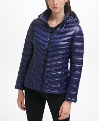 calvin klein women's packable down hooded puffer jacket