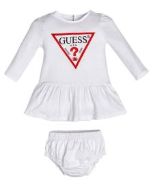 Baby Girls Screen Print Logo Organic Cotton Jersey Dress with Diaper Cover Set