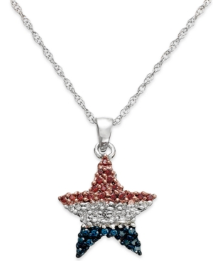 image of Diamond Flag Star Pendant Necklace in Sterling Silver (1/4 ct. t.w.)