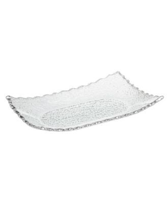 Godinger - Crystal Tray  13" X9" with Silver Band