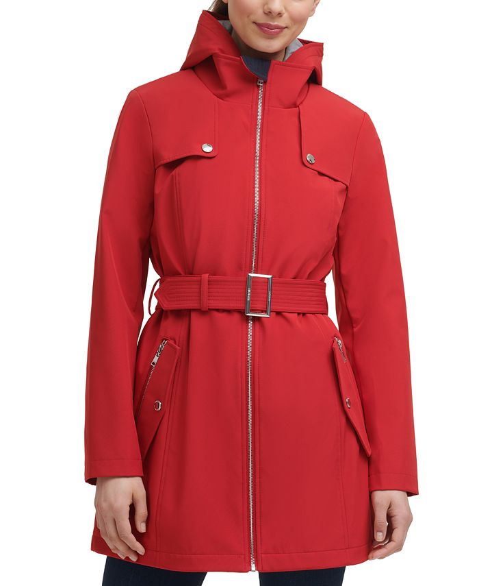Tommy Hilfiger Hoodie-Lined Belted Raincoat - Macy's