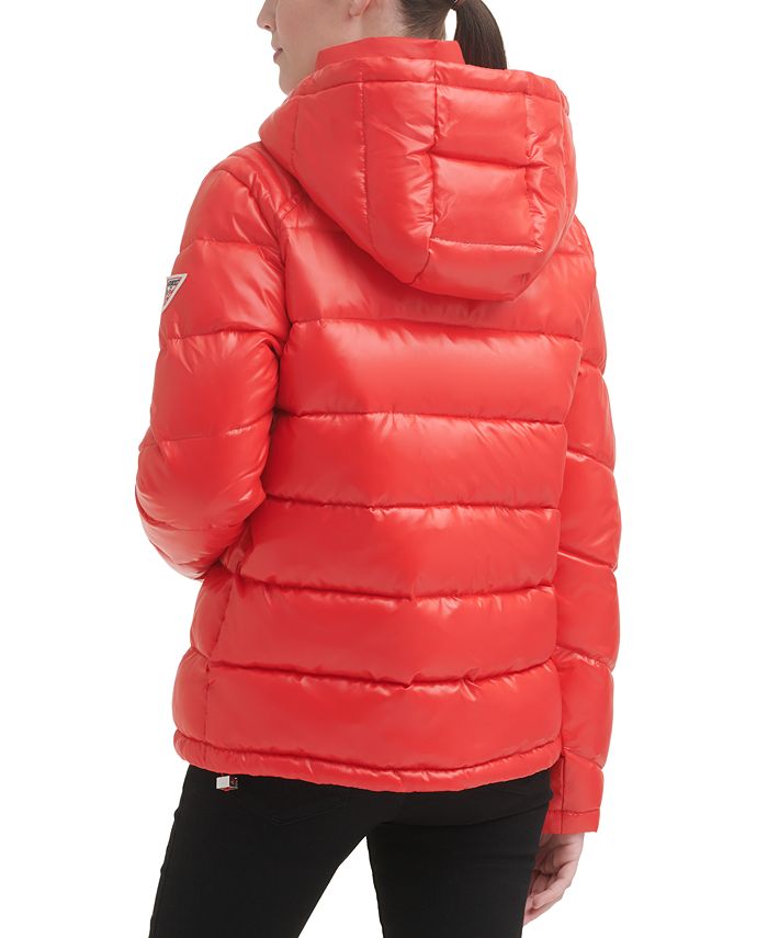GUESS Women's HighShine Hooded Puffer Coat & Reviews Coats & Jackets