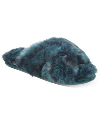 Photo 1 of SIZE S Jenni Women's Crisscross Faux Fur Slide Boxed Slippers, Created for Macy's