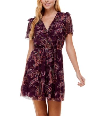 City Studios Juniors' Paisley Mesh Fit & Flare Dress - Macy's