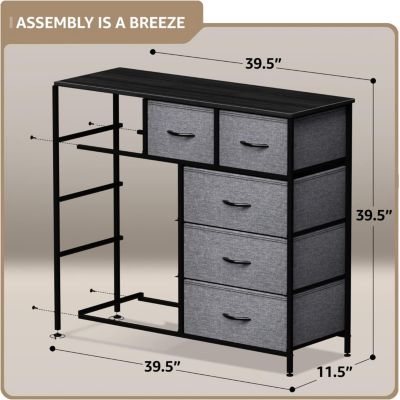 9 Drawers Dresser - Furniture Storage for Bedroom, Closet, Office Organization - Steel Frame, Wood Top, Fabric Bins