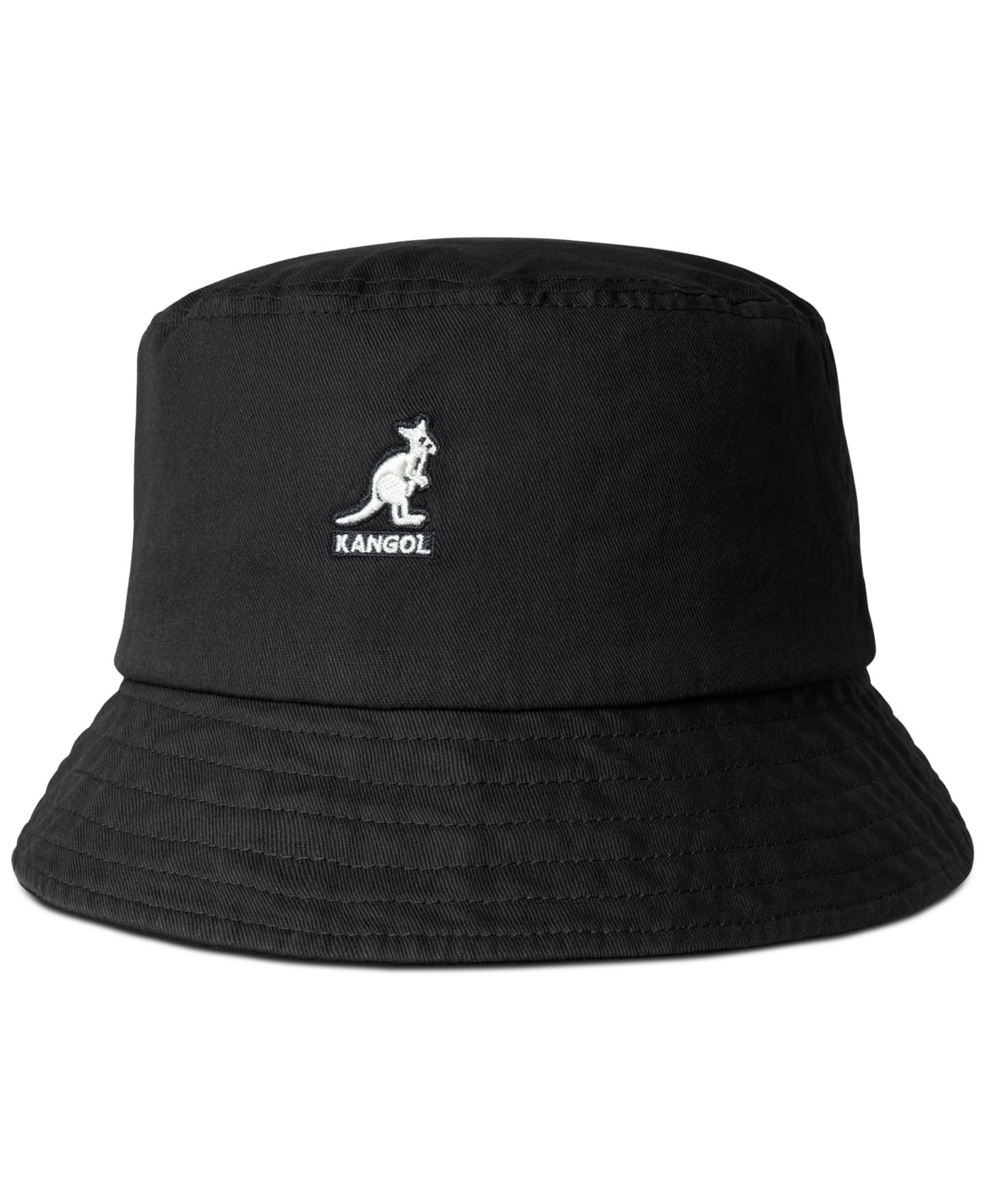 Мужская панама Kangol Washed Bucket Hat, цвет: Чёрный — фото 1