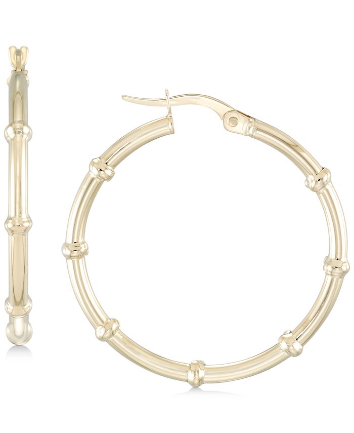 Macy's - Polished Decorative Small Hoop Earrings in 10k Gold, 1"