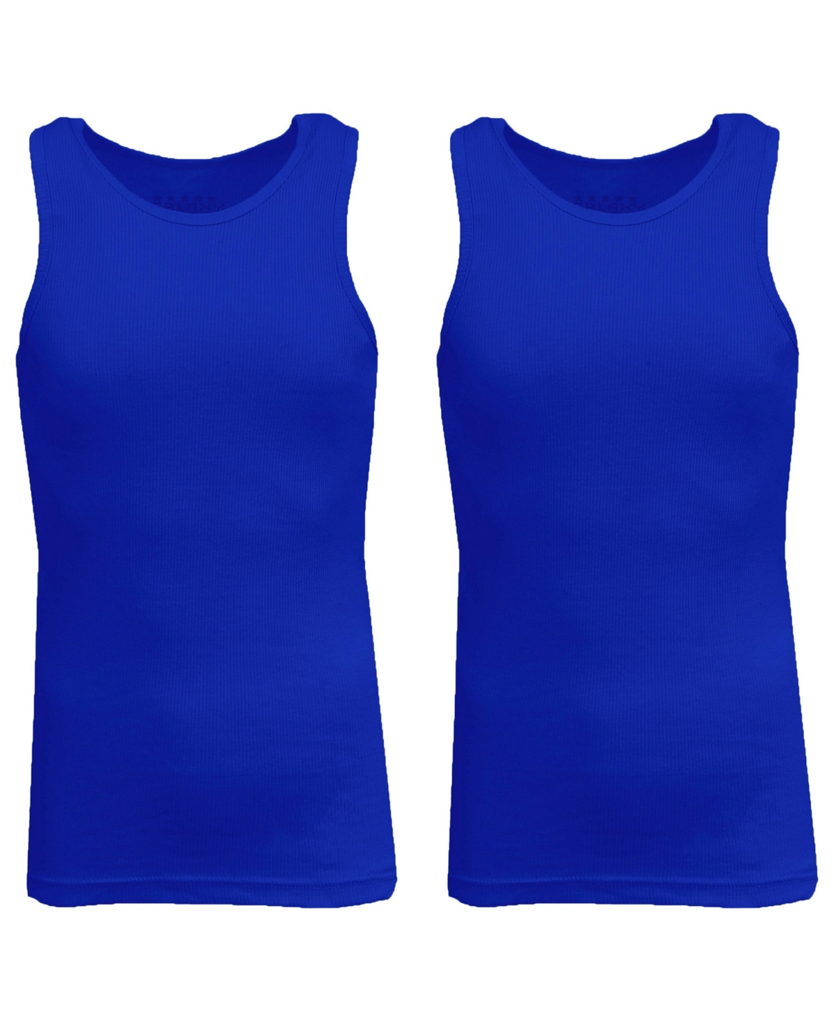 Galaxy By Harvic Men's Famous Heavyweight Ribbed Tank Top, Pack of 2 - Royal-Royal