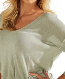 Sandra Dropped-Shoulder V-Neck Ribbed-Hem Sweater